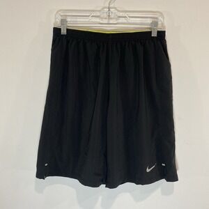 NIKE Pro Dri-Fit Shorts Men's L Black Brief Lined 8" Running Stride Bottoms‎